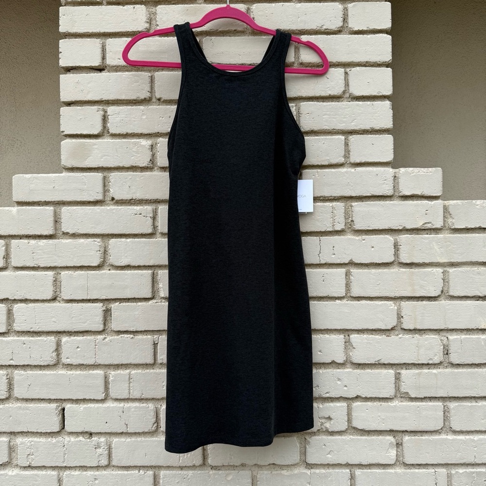 NWT Beyond Yoga Cross Back Exercise Dress in Charcoal Spacedye - Size XL